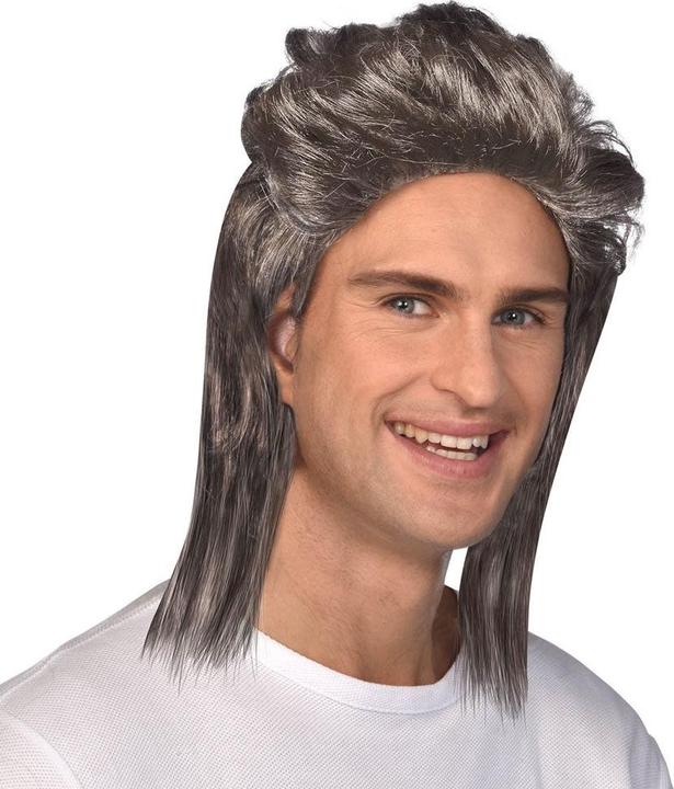 Actual product image Amscan Trashy 80s mullet wig