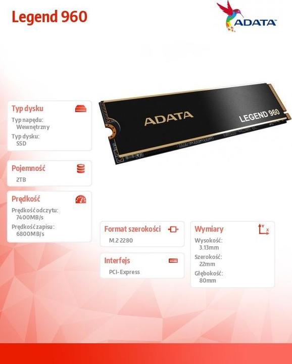 Actual product image Adata Legend 960 (2000 GB, M.2 2280)