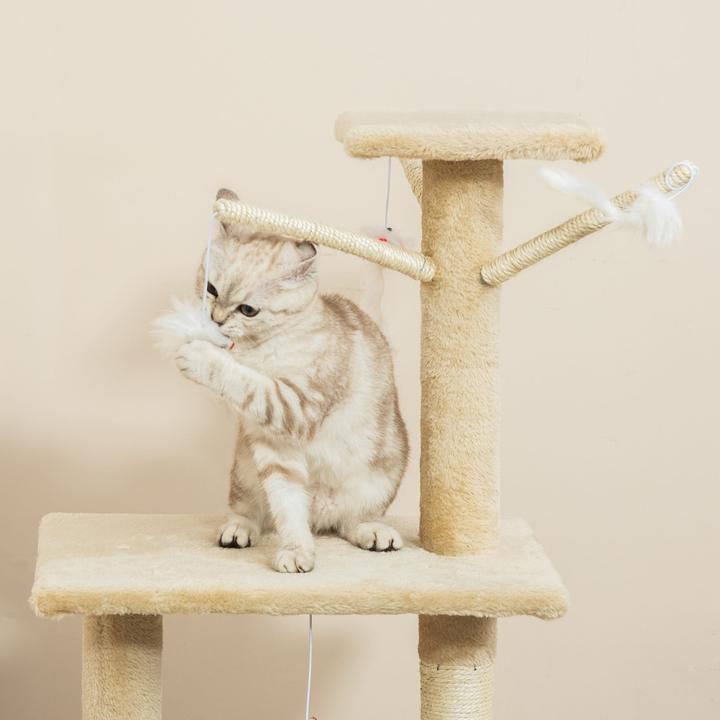 Actual product image Jamb Cat tree (134.20 cm, Beige and white)