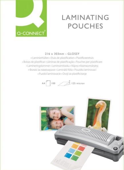 Produktbild Q-Connect Laminierfolien glänzend (A4, 100 Stück, 125 µm)