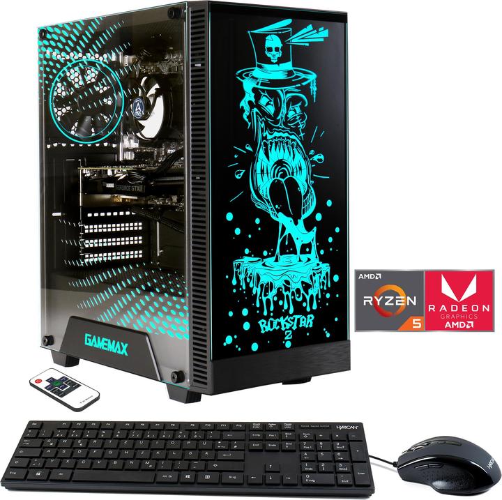 Hyrican Gamemax Rockstar 6736 Ryzen 5 5600G 16GB 2TB SSD Radeon Graphics (AMD Ryzen 5 5600G, 16 Go, 2000 Go, AMD Radeon Graphics)