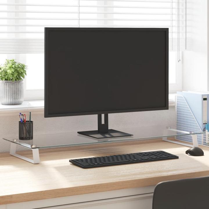 Image du produit VidaXL Support d'écran Blanc 100x35x8 cm verre trempé et