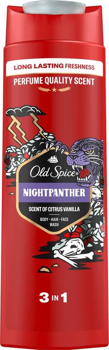 Image du produit Old Spice Night Panther Gel Douche & Shampooing pour Homme 400 ml, 3 en 1, Fraîcheur Longue Durée