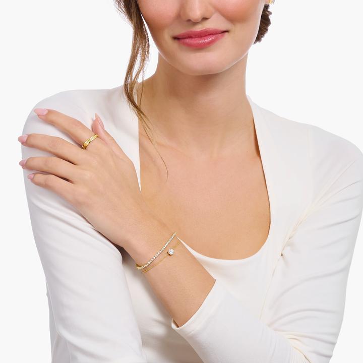 Actual product image Thomas Sabo Gold-plated bracelet with white zirconia pendant (19 cm, 750 yellow gold gilding, 925 sterling silver)