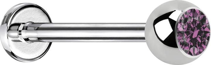 Actual product image Star Piercing Micro Labret silber mit Kugel und Kristall hellviolett (without brass, Surgical steel 316L)