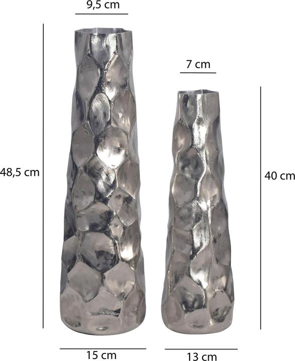 Immagine prodotto FineBuy Vase 2er Set Blumenvase Aluminium Tischvase Hammerschlag Dekovase Modern (2 x)