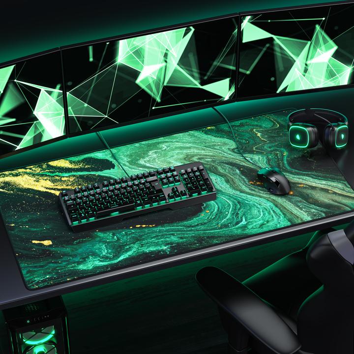 Produktbild Titanwolf Gaming Mauspad, 1200 x 600mm XXXL Speed Gaming Mausmatte, Mousepad Extragrosse Fläche, Marmor Grün (XXL)