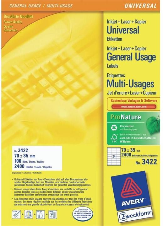 Actual product image Avery universal labels