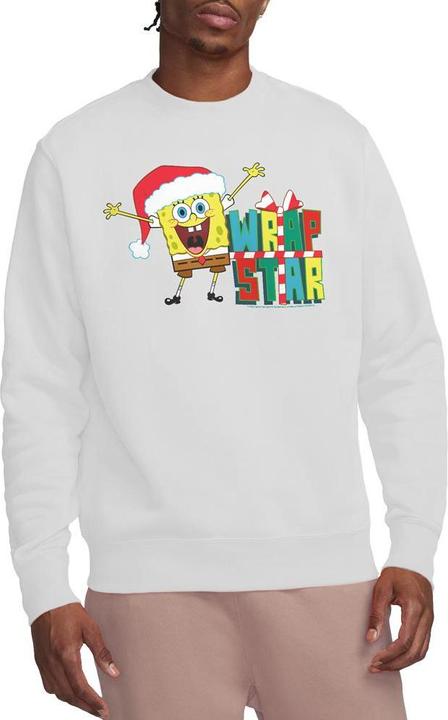 Actual product image Spongebob Squarepants Unisex Adult Wrap Star At Christmas Sweatshirt (L)