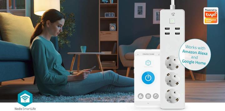 Produktbild Nedis SmartLife Power Strip | Wi-Fi | 3 x Schutzkontakt (CEE 7/3) / 4 x USB | 16 A | 3680 W | 1.80 m (3 x, CEE 7/3, 1.80 m)