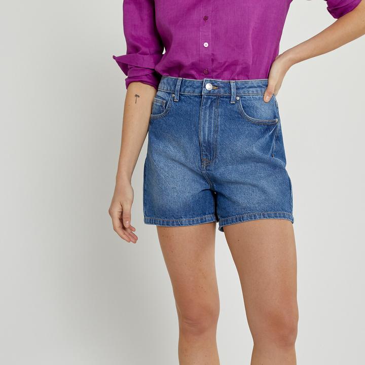 Produktbild La Redoute Collections Jeansshorts mit hohem Bund (40)