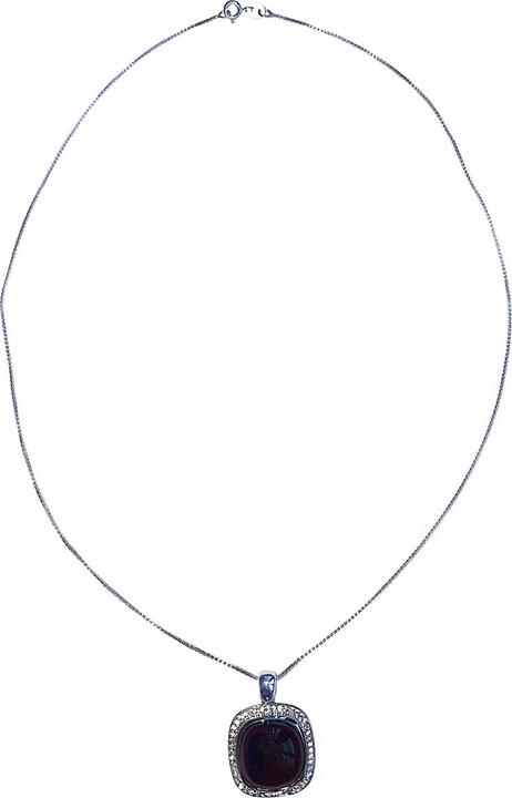 Produktbild Xen Anhänger mit Kette Granat Cushion-Cabochon 45 cm 925 Silber (925 Sterling Silber, 45 cm)