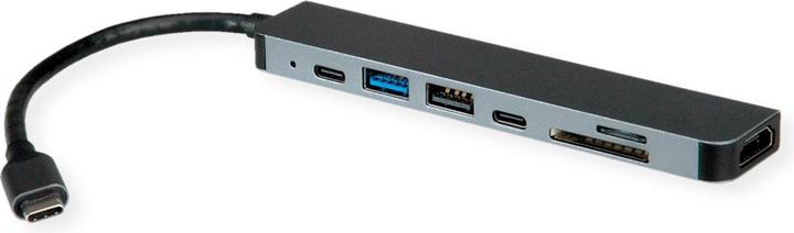 Actual product image Roline USB-C Dock HDMI+ 2xA+1xC 1xTF/SD+1xC PD 4K60 - Digital/Data (USB-C, 3 Ports)