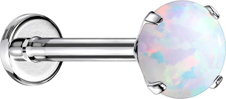 Produktbild Star Piercing Micro Threadless Labret silber Opal weiss gefasst (Chirurgenstahl 316L)