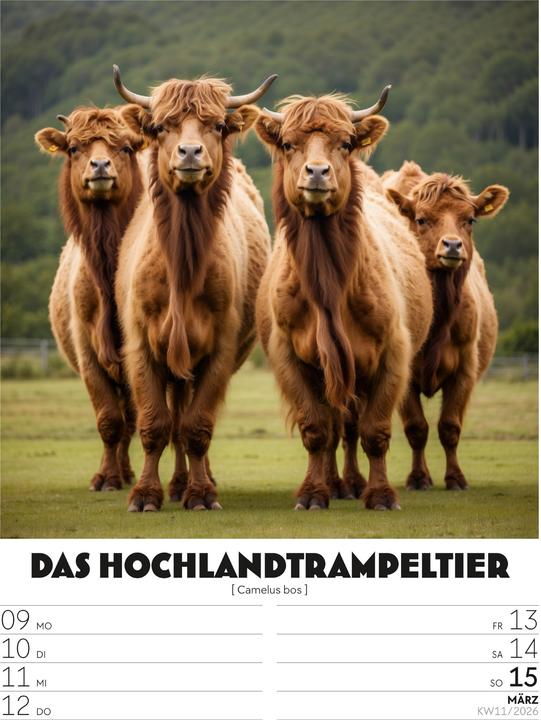 Immagine prodotto Verrücktes Tierleben - Wochenplaner mit KI-Bildern Kalender 2026 (25 x 33 cm, Tedesco)
