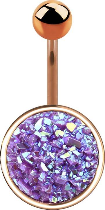 Immagine prodotto Star Piercing Banana rosegold con pietra Druse viola (Acciaio chirurgico 316L, Ottone)