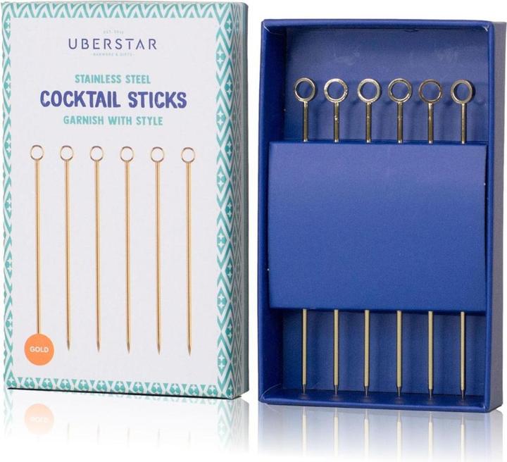 Image du produit Uberstar Lot de 6 bâtonnets mélangeurs pour cocktails Or (Fouet à cocktail)