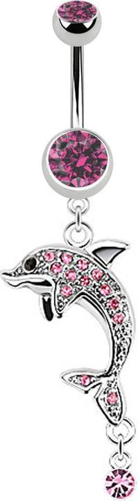Immagine prodotto Star Piercing Banana in argento con ciondolo a forma di delfino rosa (senza ottone, Acciaio chirurgico 316L)