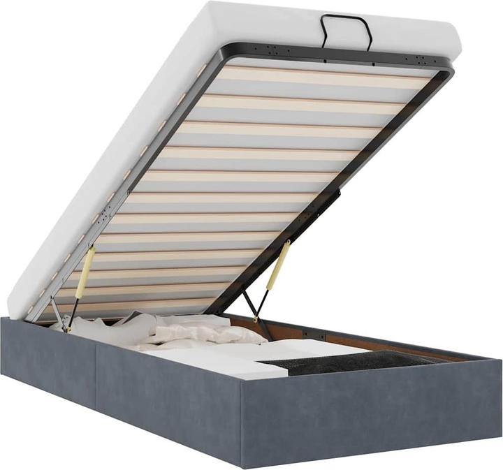 Produktbild VidaXL Ottoman-Bett ohne Matratze Dunkelgrau 90x200 cm Samt (90 x 200 cm)
