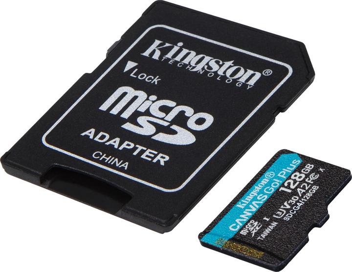 Actual product image Kingston Card Canvas Go Plus MicroSD +ADP 128GB (128 GB, microSDXC, U3, UHS-I)