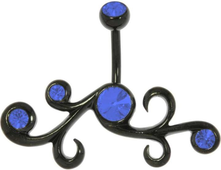Produktbild Bijouteria Bauchpiercing (PVD Beschichtung (schwarz), Chirurgenstahl 316L, Kristall)