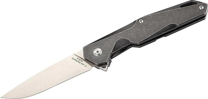 Actual product image Herbertz One-hand knife, AUS-8 steel, frame lock, flipper, titanium handle scales, titanium clip, catch strap (8.80 cm)