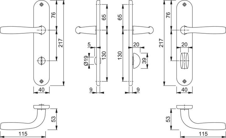 Actual product image Magni Aluminium-Long-Grt,Maribor,8/78 /WC,F1,37-42 1766/3022P (Door handle)