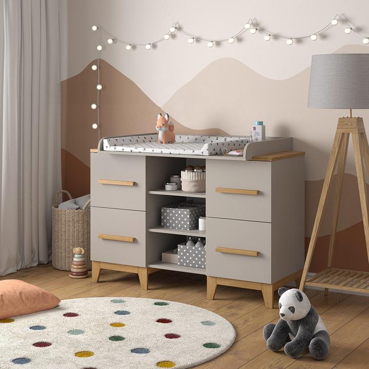 Actual product image VitaliSpa Wickelkommode Malia, Cashmere-Eiche, 133 x 108 cm XL mit 4 Schubladen