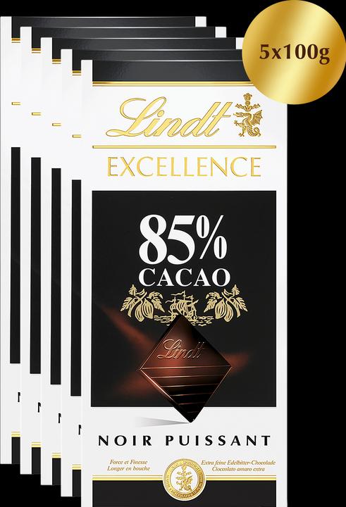 Actual product image Lindt Excellence Dark 85% Cacao Chocolate Bar Multipack (500 g)