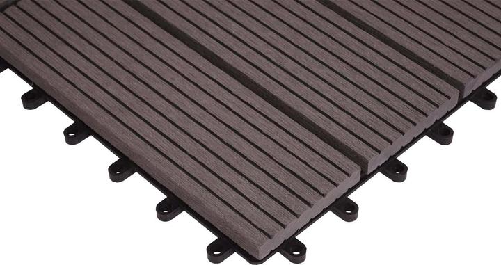 Immagine prodotto Swisshandel24 WPC Piastrella angolare per pavimento Rodano + bordo, terrazza effetto legno, 30x30cm Premium (1 x, 30 x 30 cm)