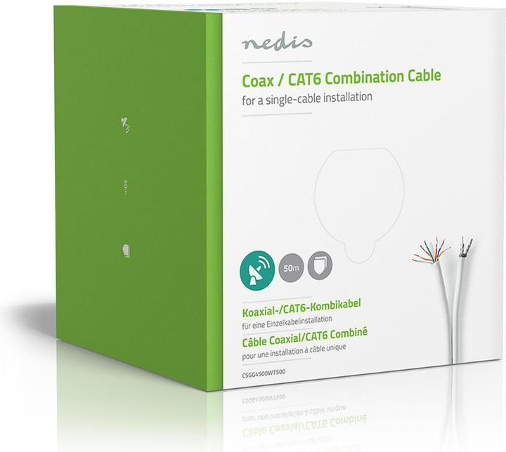 Produktbild Nedis IEC Coax CAT6 Kombikabel| RG59| 75 Ohm| Doppelt geschirmt| Eca| 50.0 m| rund - K (75 dB, Antennenkabel)