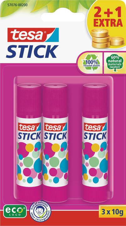 tesa 3x ecoLogo glue stick, odourless glue stick for paper / cardboard