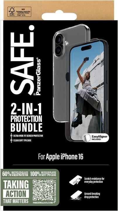 Actual product image Safe Screen Protector (1 Piece, Apple iPhone 16)