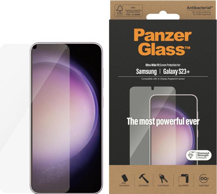 Actual product image PanzerGlass Screen Protector Ultra Wide Fit Galaxy S23+ (1 Piece, Samsung Galaxy S23+)