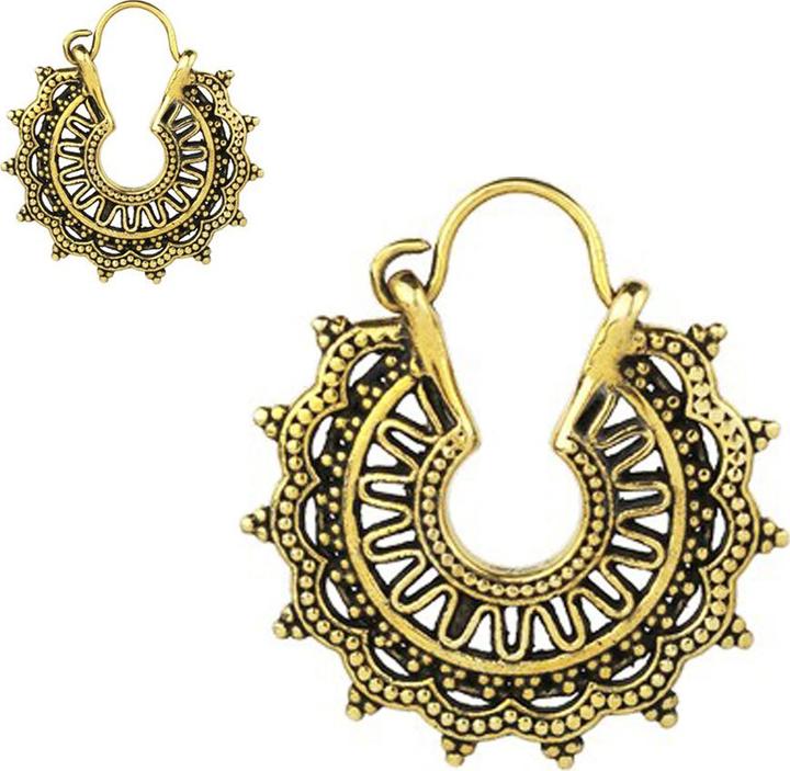 Actual product image Star Piercing Earring gold plated flower with sun (Brass)