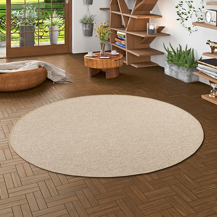 Produktbild Bentzon Natur Flachgewebe Teppich Rund in 6 Farben 4 Grössen (160 x 160 cm)
