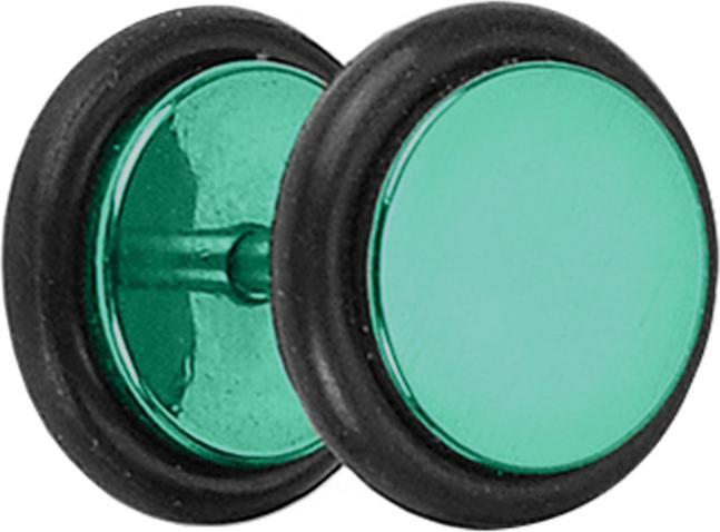 Produktbild Star Piercing Fake Plug grün mit O-Ring und Titanium Beschichtung (ohne Messing, Chirurgenstahl 316L)