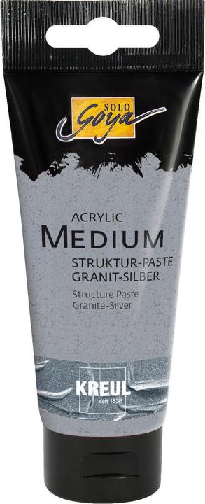 Image du produit Magni KREUL 85401 - Solo Goya Acrylic Medium, tube de 100 ml, structure paste granite silver, pasty putty (Argent, Granite, 100 ml)