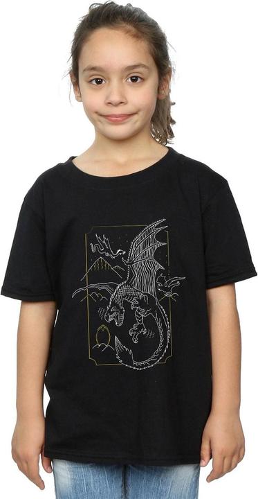 Actual product image Girls Dragon Line Art Cotton T-Shirt (116)