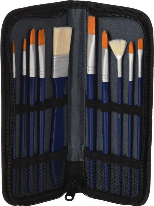 Actual product image Brushes for oil paintings in storage bag, 10 pcs.