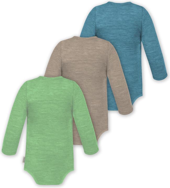 Actual product image Normani 3-pack baby merino bodysuit long sleeve "Auckland" - 9375 (56)