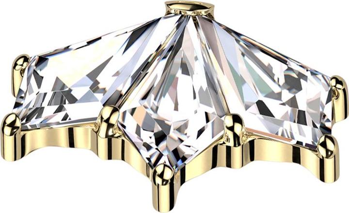Actual product image Star Piercing Dermal Anchor Fan gold-plated three diamond crystals silver (without brass, Titanium G23)