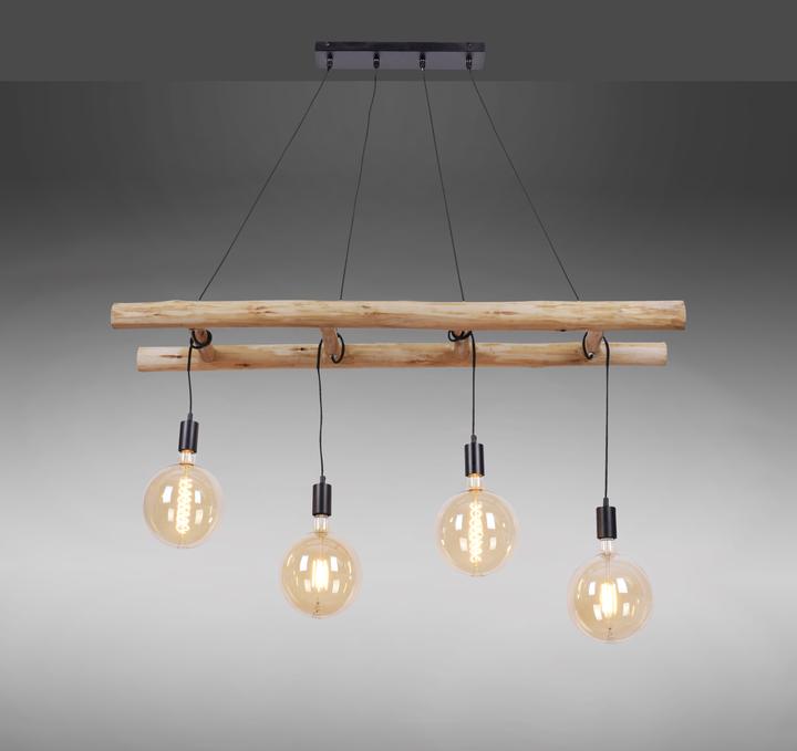 Actual product image Leuchten Direkt Pendellampe EDGAR Eukalyptusholz Kombination aus Holz & lackiertem Eisen (E27)