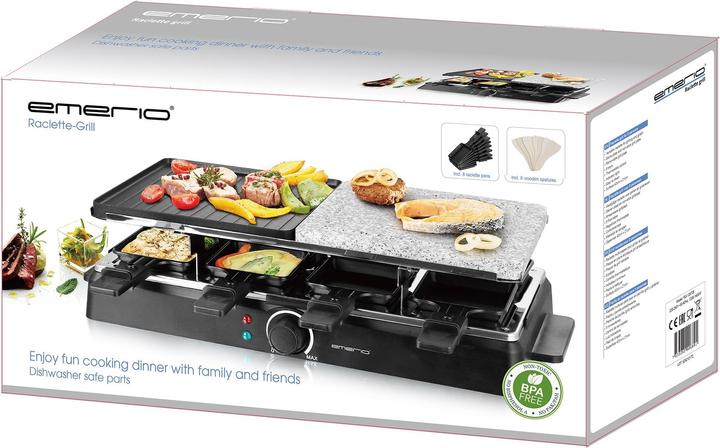 Produktbild Emerio Raclettegrill,8 Pfannen,Stein-und Grillpl. antihaft