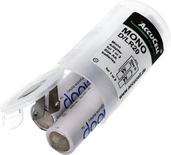 Produktbild Panasonic Adapter D, Mono, LR20 und eneloop Akku NiMH, Mignon, AA, HR06 (1 Stk., 2000 mAh, Ladegerät inkl. Akku)