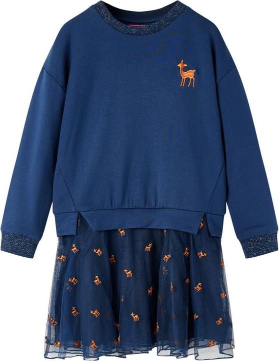Image du produit VidaXL Robe à manches longues pour enfants Bleu marine 140,Matériau : 95 (140)