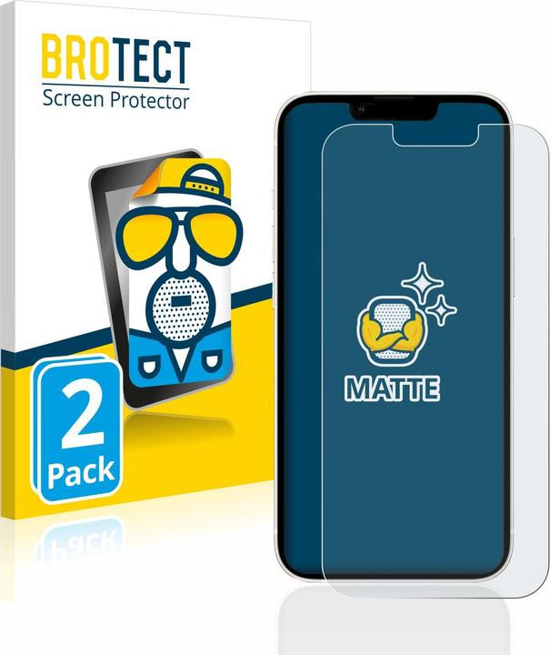 BROTECT Entspiegelungs-Schutzfolie Displayschutz Matt (2 Stück, Apple iPhone 13)