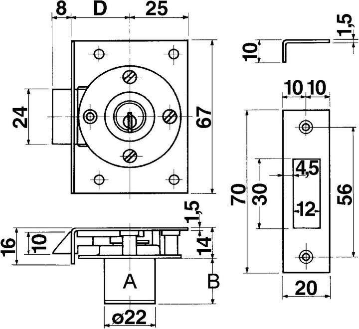 Actual product image Kaba Inlet latch locks type 1077