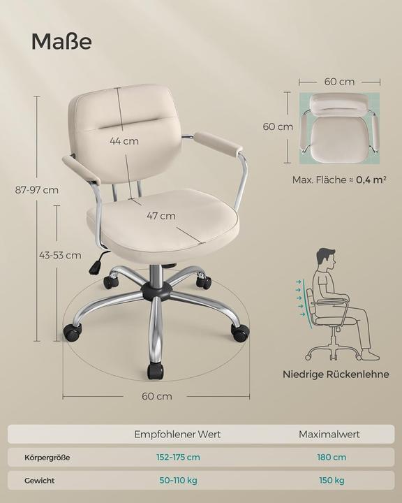 Immagine prodotto Songmics OBG033W01 Homeoffice-Stuhl, höhenverstellbar, neigbar