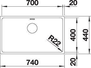 Image du produit Blanco Andano 700-U (Evier sous plan, 74 cm, 44 cm)